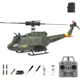 NBJIALIN RC ERA C032 UH-1 Huey Helicopter - Remote Control Helicopters for Adult, 1/48 Sacle 2.4G 6CH Gyro Stabilized Aircraft with Altitude Hold & Optical Flow,3D Stunt Drone (Yellow)