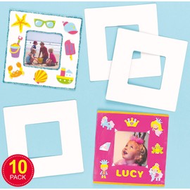 Baker Ross ET450 Design Your Own Frame (Pack Of 10) For Kids To Decorate, White, 17cm x 17cm