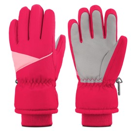 TBoonor Children's Ski Gloves, Winter Gloves with Warm and Breathable Fleece Lining, Children's Gloves, Waterproof and Windproof, Cycling Gloves for Boys and Girls from 3-12 Years