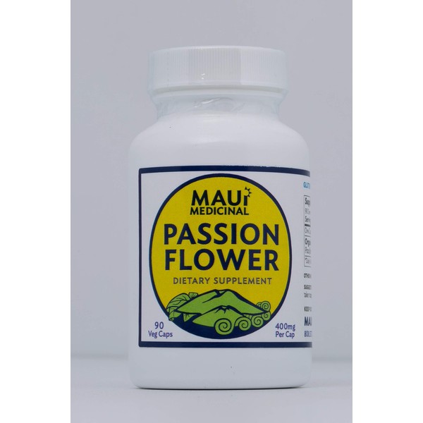 Maui Medicinal Herbs Passion Flower 90 V-caps - 400mg per Capsule Certified Organically Grown