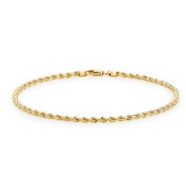 Carissima Gold Women's 9 ct Yellow Gold Semi Hollow Diamond Cut Rope Bracelet of 18 cm/7 inch