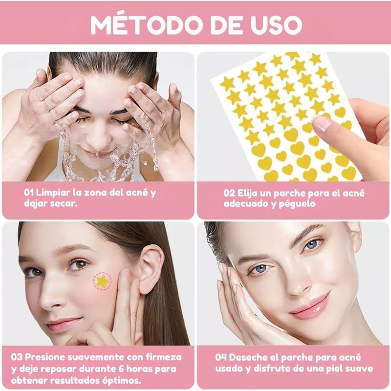 Parches para Acné Estrellas - 600 PCS, Parches Absorbentes Invisibles,