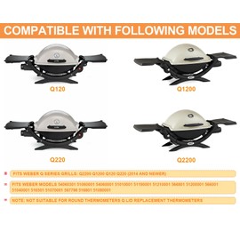 60070 Temperature Gauge for Weber Q Thermometer Replacement Weber Q1200 Q2200 Q120 Q220 Parts, Oval Q Thermometer for Weber Grill Oval Thermostat for Weber Q Temp Gauge Weber Q1200 Grill Accessories