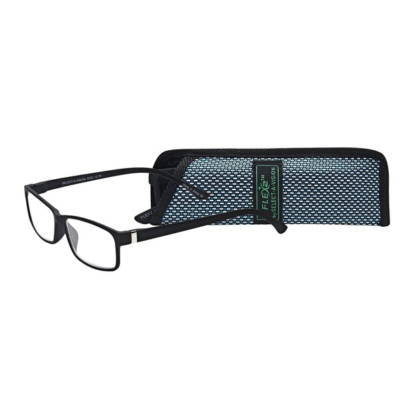 Select-A-Vision Flex 2 Lightweight Flexible Rectangular Readers, Black, 1.50