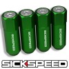 SICKSPEED 4 PC GREEN/POLISHED CAPPED ALUMINUM LUG NUTS WHEELS/RIMS 14X1.5