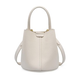 MoreFarther Bucket Bags for Women, Genuine Leather Crossbody Bags, Top-handle purses with an Adjustable Strap (White)