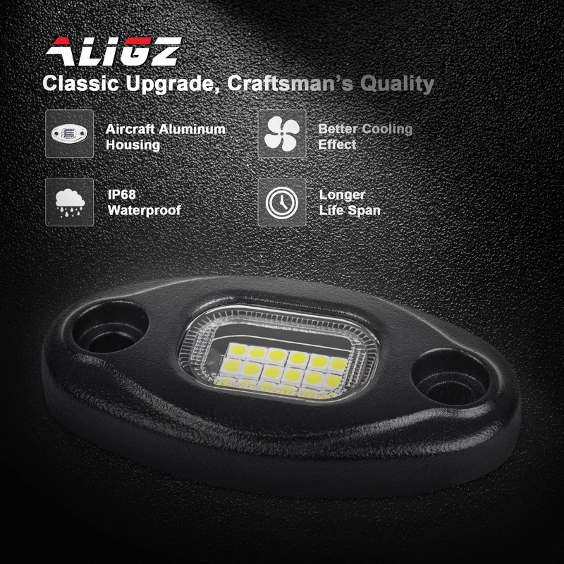 White Rock Lights, 8 Pod ALIGZ Rock Lights for Trucks