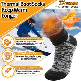 Welwoos Heated Thermal Socks for Women Winter Warm Ski Thick Boot Insulated Gift Socks Stocking Fillers for Women 3 Pairs (Black,M)