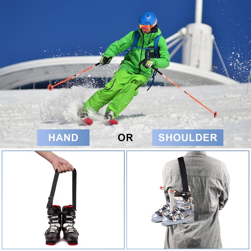 2pcs Ski Boot Carrier Strap with 360 Degree Buckle, Adjustable