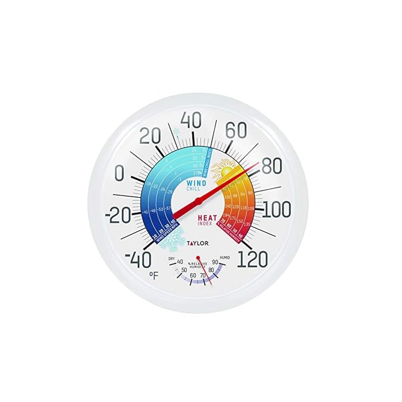 Taylor Wind Chill/Heat Index Thermometer & Hygrometer, Indoor Outdoor Wireless