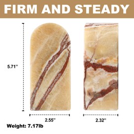 Koville Mexican Natural Marble Bookends for Shelves, Decorative Book Ends, 7lbs Heavy-Duty Marble Book Holders, Bookshelf Apartment Decor for Normal Books/CD/Video Games(Mexico Onyx)