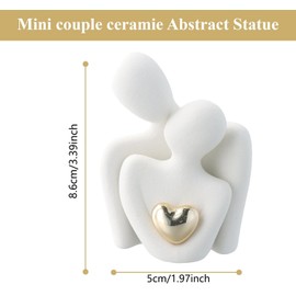 Couple Hugging Ceramic Statue Abstract Art Romantic Love Figurine Meaningful Sculpture for Living Room Office and Bedroom Decor Perfect Anniversary Valentine's Day