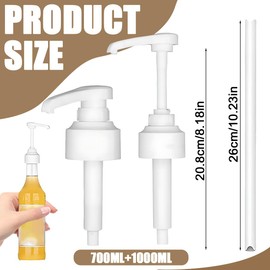 HABNI Pack of 2 Pump Dispenser Compatible with Monin Coffee Syrup Pump Snap-on Syrup Dispenser for Dosing Pump 10 ml Soap Dispenser Pump Head for 700 ml and 1000 ml Bottles Reusable Pump Attachment