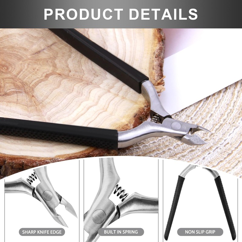 Professional Stainless Steel Cuticle Nippers with Sharp Blade, Non-Slip Handle