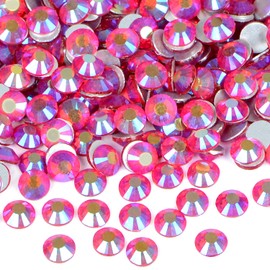 2880PCS Art Nail Rhinestones non Hotfix Glue Fix Round Crystals Glass Flatback for DIY Jewelry Making with one Picking Pen (ss3 2880pcs, Siam AB)