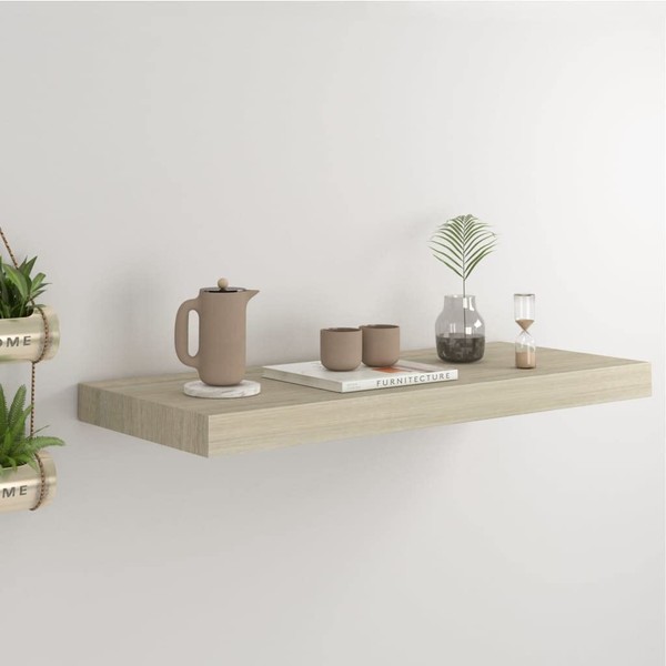 Floating Wall Shelf Oak 23.6"x9.3"x1.5" MDF, Wall Shelves & Ledges,