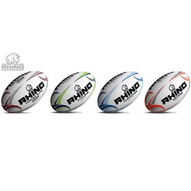 RHINO RUGBY Junior Cyclone Practice Balls (White/Green, Size 4)