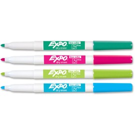 EXPO Low-Odor Dry-erase Fine Tip Markers - Fine Marker Point - Assorted Alcohol Based Ink - 4 / Pack