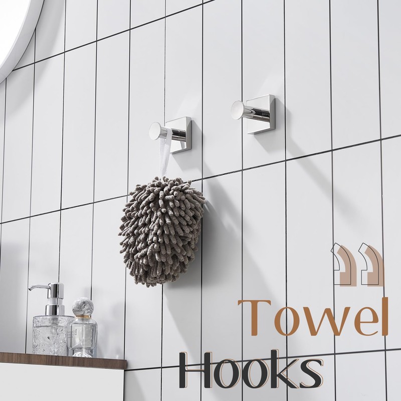 KOKOSIRI Robe Hooks for Bathroom Chrome Kitchen Hooks Hanging Hand
