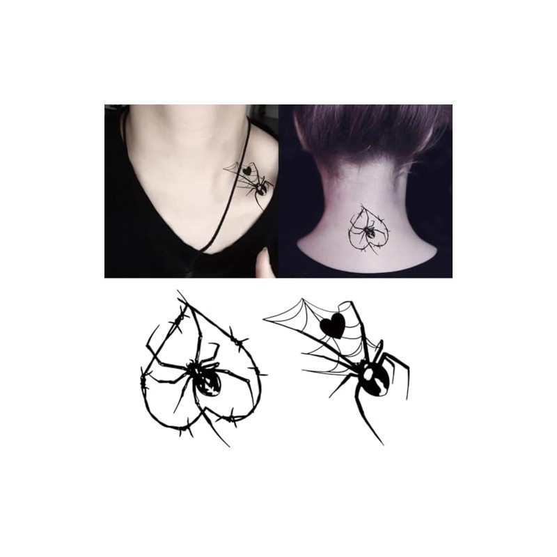 Oottati 2 Sheets Small Tiny Temporary Tattoo Stickers Throns Spider