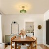 Shenmoyl Pendant Light with Green Scindapsus Glass Lmapshade, Brass Vintage