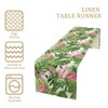 Tropical Table Runner Green Botanical and Flamingo Pattern Table Runner