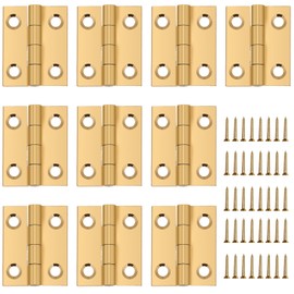 10PCS Mini Solid Brass Hinge Jewelry Box Cabinet Drawer Butt Hinge 1 Inch Small Hinges for Wooden Box with Screws