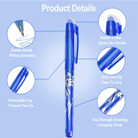 kaiyaya Pack of 12 Colourful Erasable Ballpoint Pens Gel Pens 0.5 mm Erasable Pen Friction Gel Pens Erasable Eraser Pen for School Supplies Office Supplies Students