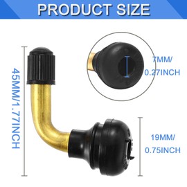 JONMON Tire Valve Stems - 4Pcs Bent Snap-in Tubeless Tyre Valve Stem with Rubber Base for 11.5MM Rim Holes on Motorcycle, Scooter, ATVs, Lawn Mower