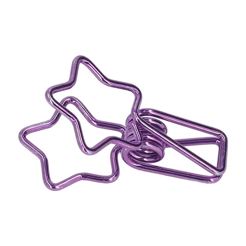 100pcs Star Binder Clips Cute Cartoon Hollow Strong Clamping Force