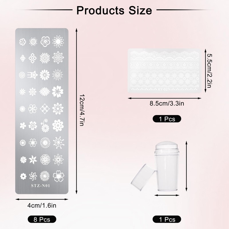 Nail Art Stamping Kit 8 Pezzi Nail Art Stamping Piatti
