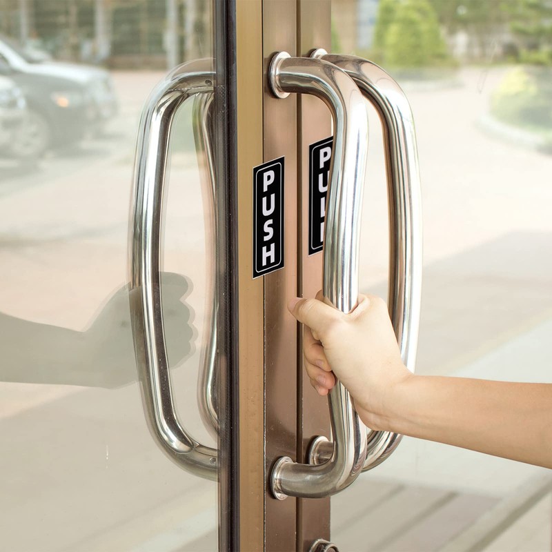 PATIKIL Push Pull Door Sign, 2 Set 2"x5" PVC Self-Adhesive