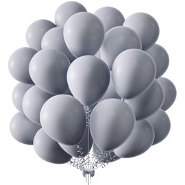 KALOR 12 Inch Gray Balloons, 50 Pcs Latex Helium Balloons for Kid's Birthday Party, Baby Shower, Wedding, Graduate Party Decorations