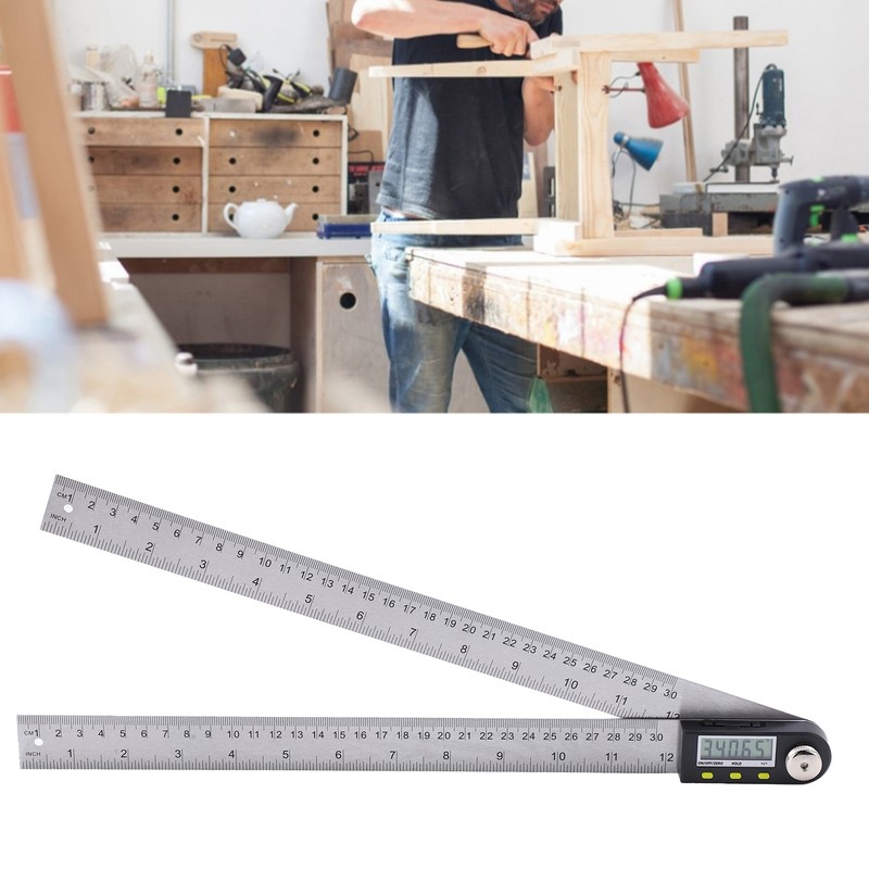 0‑300mm Digital Protractor Portable Stainless Steel LCD Angle Finder Ruler