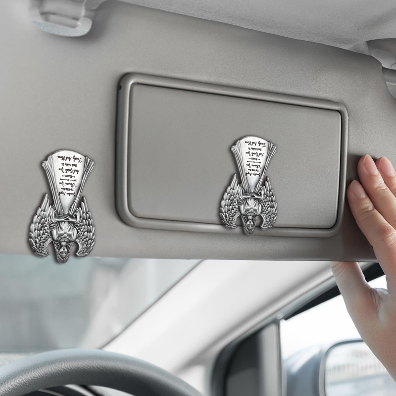 BBTO 2 Pcs Guardian Angel Sun Visor Clip Bless Travel