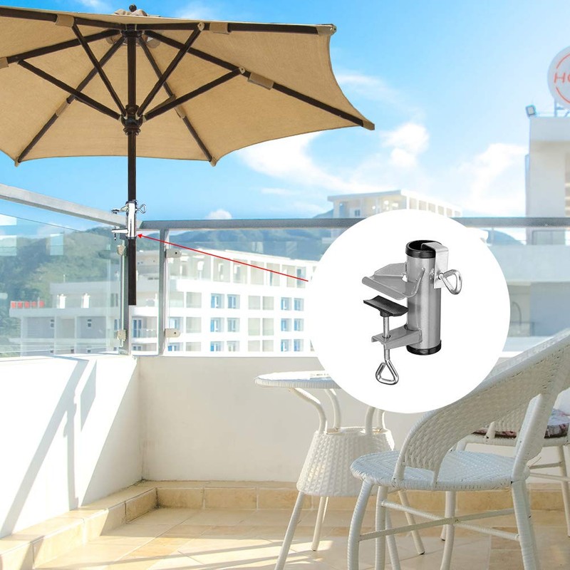 Heavy Duty Upgraded Parasol Holder, Cast Iron Umbrella Clamp, Flexible