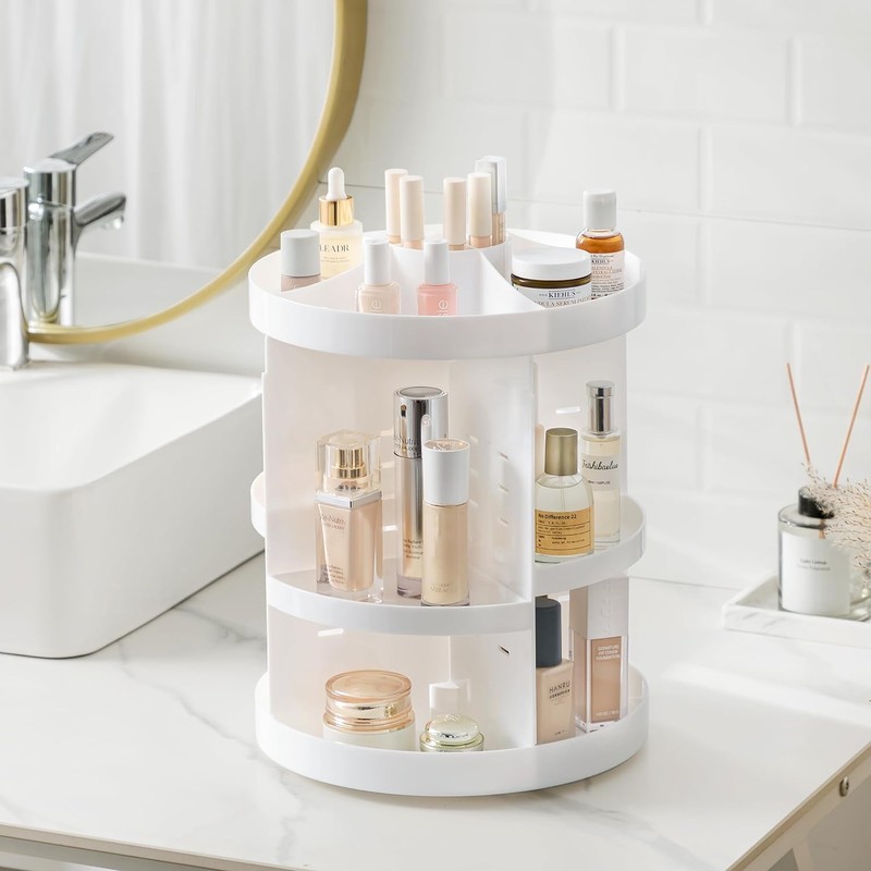 HBlife 360 Rotating Makeup Organizer Plus Size Adjustable Carousel Large