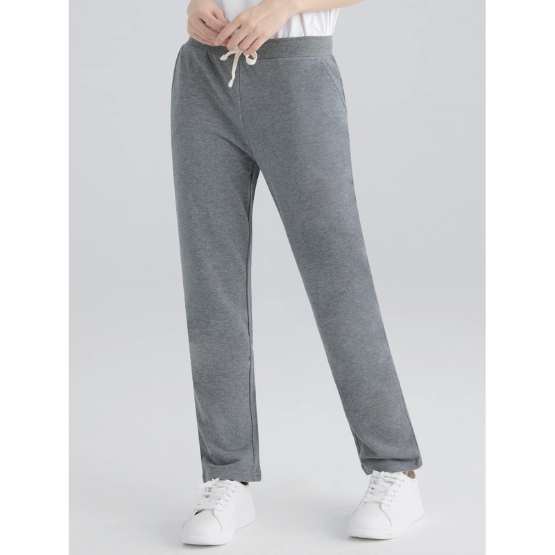 Weintee Women's Cotton Sweatpants with Pockets Petite M Granite Heather