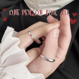 OQKAHIV 2 x Engagement Ring, Silver Women's Adjustable Heart Ring, Stacking Thumb Ring, Wedding Rings, Silver Engagement Ring, Promise Ring, Engagement Rings, Women's Band Ring, Silver Ring for Women