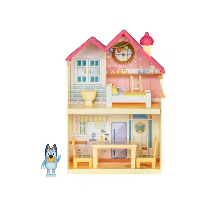 Bluey Mini Home Playset Casa Compacta Figura Bluey Color Amarillo