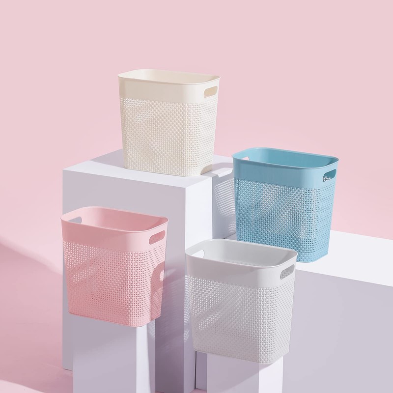 Plastic Trash Can Wastebasket, Garbage Container Basket for Bathrooms, Kitchens,