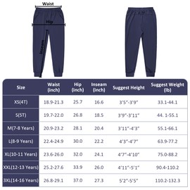 BIG ELEPHANT Girls Quick Dry Active Athletic Joggers, Kids Pull-on Lounge Joggers with Pocket Dark Blue