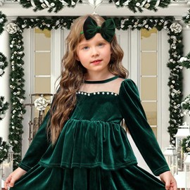 Lanmerry 4.5'' Valentine's Day Baby Bows Headbands Newborns Bows Elastic Nylon Hairbands for Infants Toddlers Red Green Hair Ties Velvet Hair Accessories 2Pcs