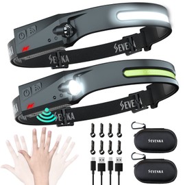 SEVENKA - Juego de 2 linternas para faros delanteros con funda de transporte, reflector de haz ancho y foco con sensor de movimiento