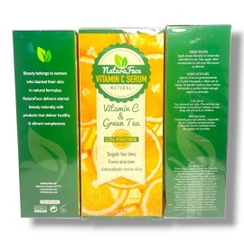 Natura Face Vitamin C Serum Natural Vitamin C & Green Tea 1oz./30ml LOT OF 3