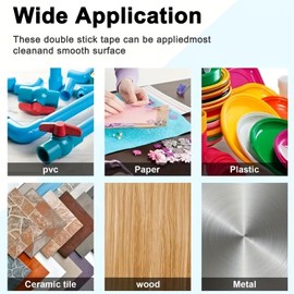 Double-Sided Tape, Removable Tape for Walls, Posters, LED Strips, Car Decoration, Home, White (32Ft x 047In)