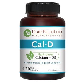 PURENUTRITION ME Pure Nutrition Cal D - Plant Based Calcium with Vitamin D3 K2 and Magnesium. Vegan Calcium Supplement with 500mg Elemental Calcium per Serving. Algae Calcium Supplement for Bone Health | 120 Tabs