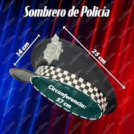 Gorro Sombrero Policía Gorra Kepi Disfraz Sexy Halloween Color Negro GRUPO CARNAVALLIA