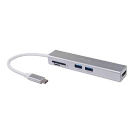 Equip 133480 Adapter USB-C/ 5-in-1 USB-C Multifunctional Adapter/HDMI/2xUSB3.0/SD/4K30Hz/0.15m/Silver