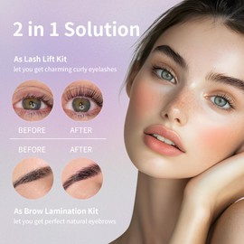 PERMANIA Lash Lift Kit, 2 in 1 Fast Eyelash Lift and Brow Lamination Kit, 5 Pcs Each Sachet, Eyelash Perming Curling Set with Complete Tools, for Salon and Home Use